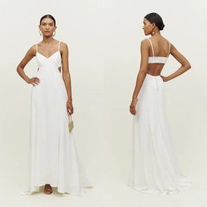Reformation Astor A-line Maxi Dress Sz 6 Ivory Silk Chest and Back Cut-out